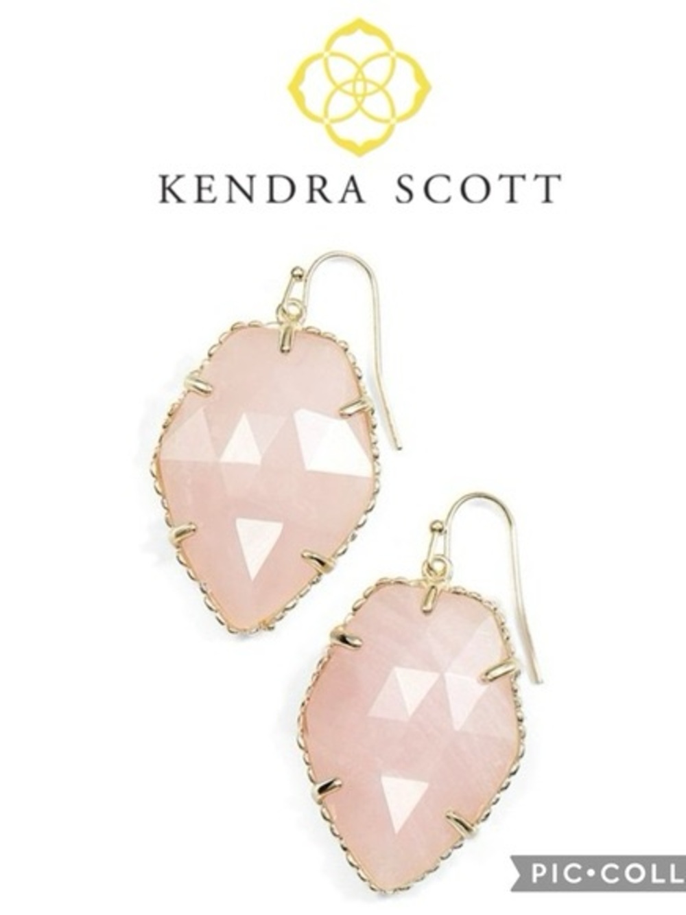 Kendra Scott Corley Gold Drop Earrings in Rose Quartz